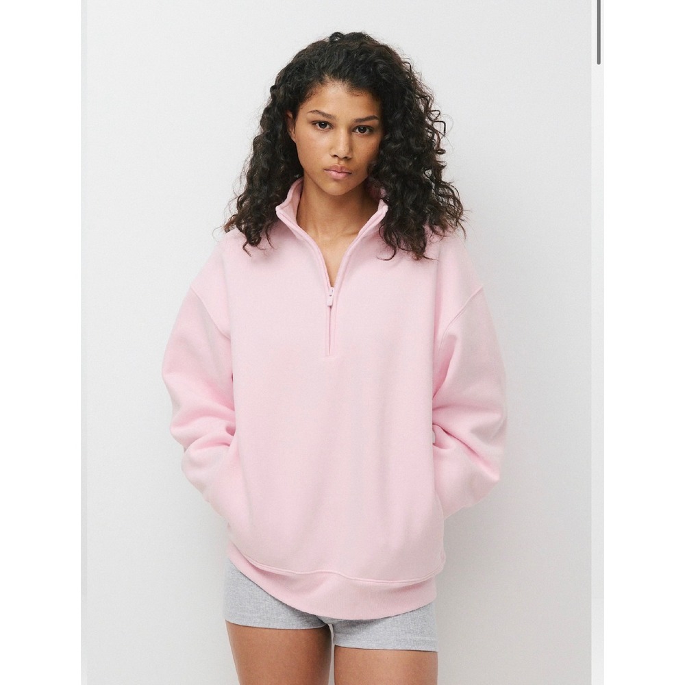 Aritzia TNA Sweatfleece Boyfriend Fit 1/2 Zip | Blush Pink